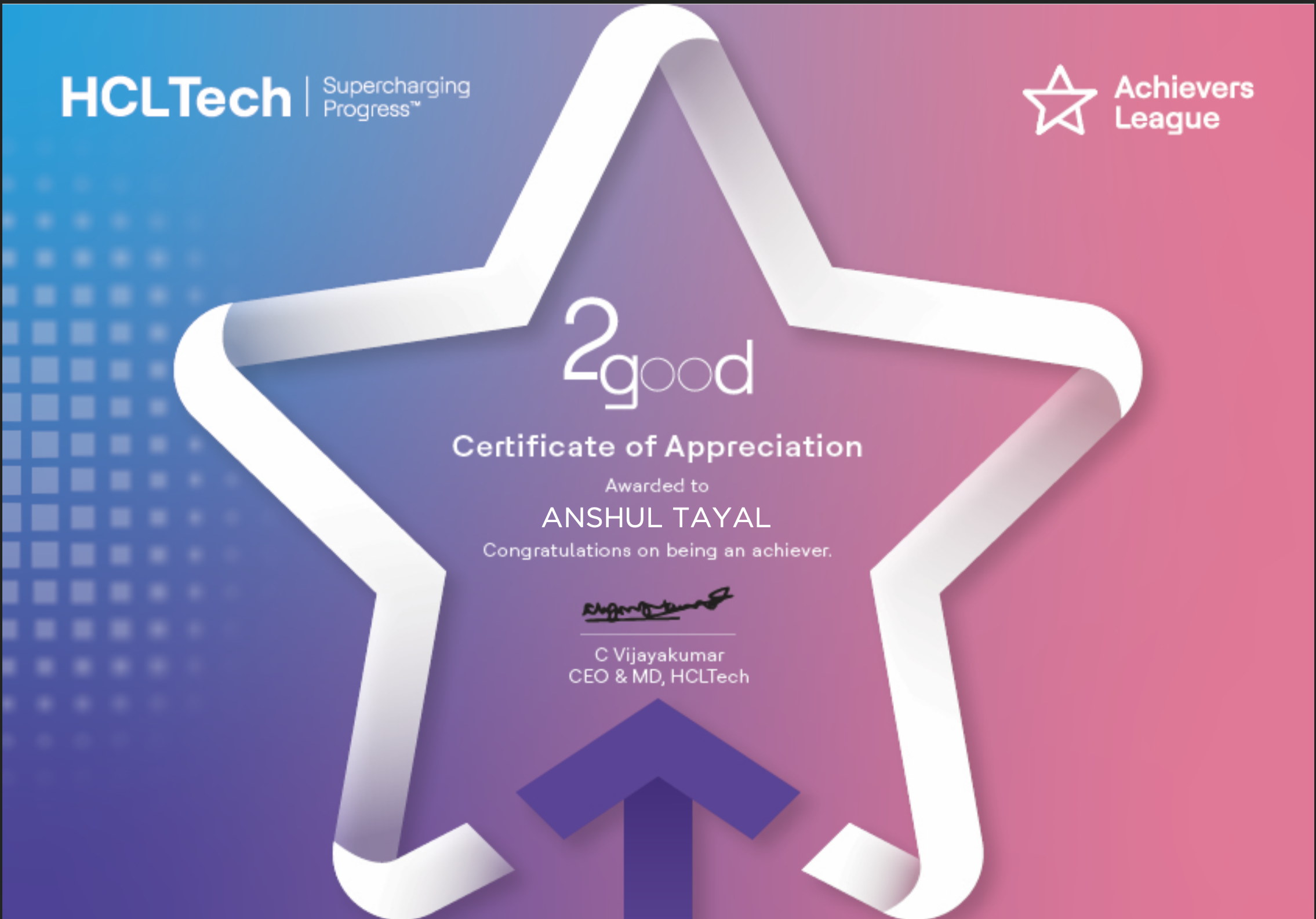 2 Good Certificates of Appreciation certificate