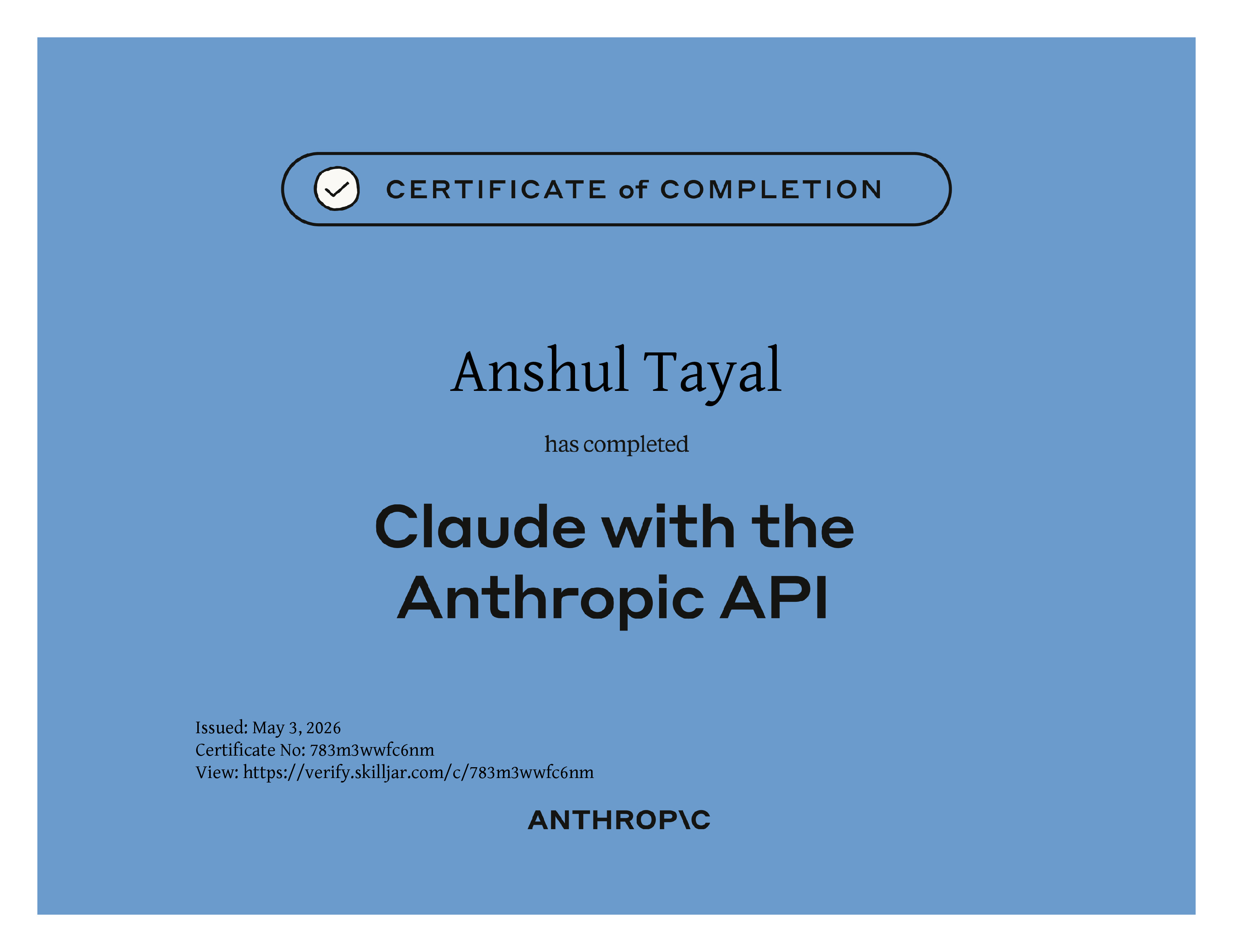 Building with the Claude API certificate