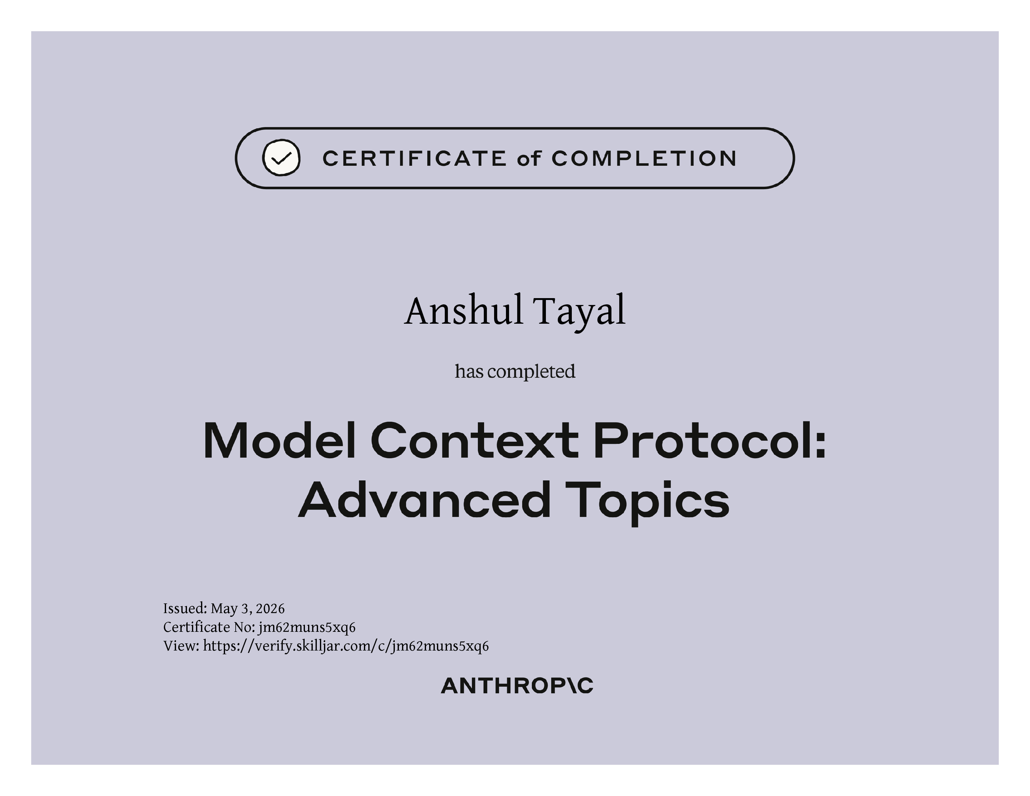Model Context Protocol: Advanced Topics certificate