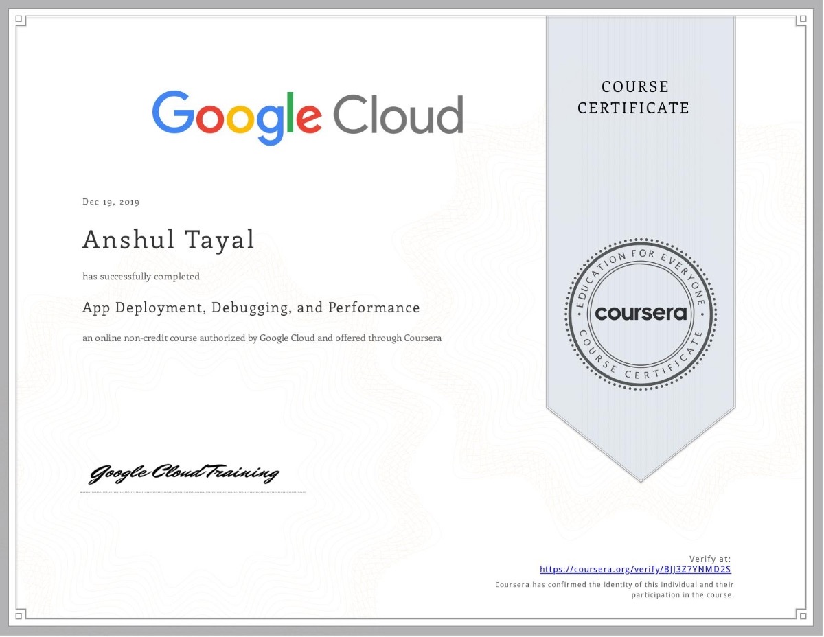 App Deployment, Debugging, and Performance certificate