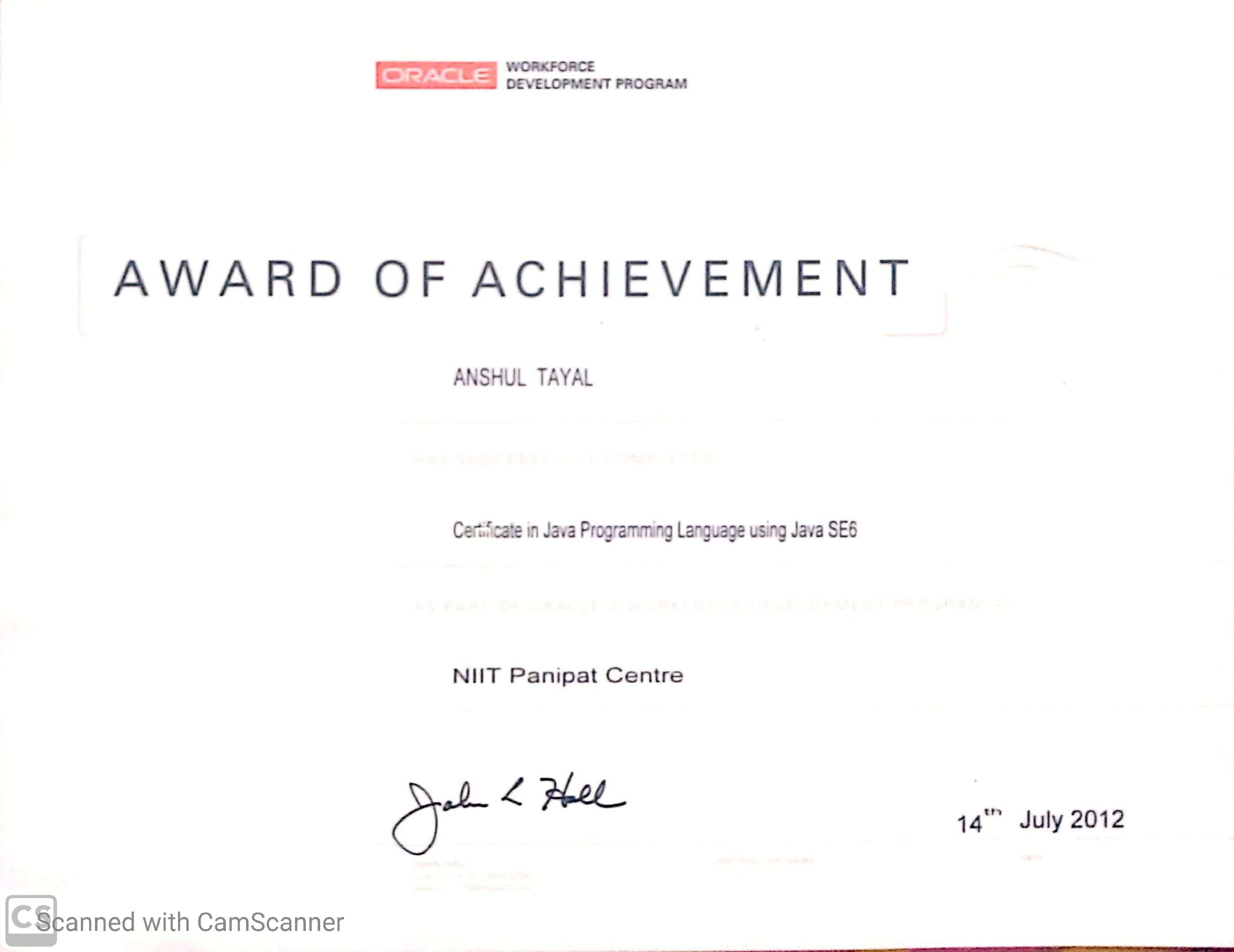 Java Programming Language using Java SE6 certificate